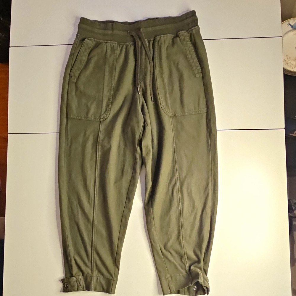 Athleta Farallon Weekender Pants M Aspen Olive Green Drawstring Tapered Jogger